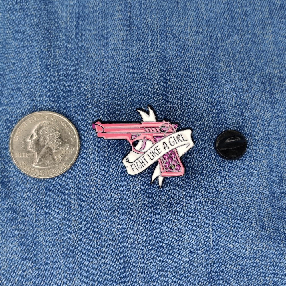 2/$20 "Fight Like a Girl" Feminism Enamel Pin - Picture 4 of 6